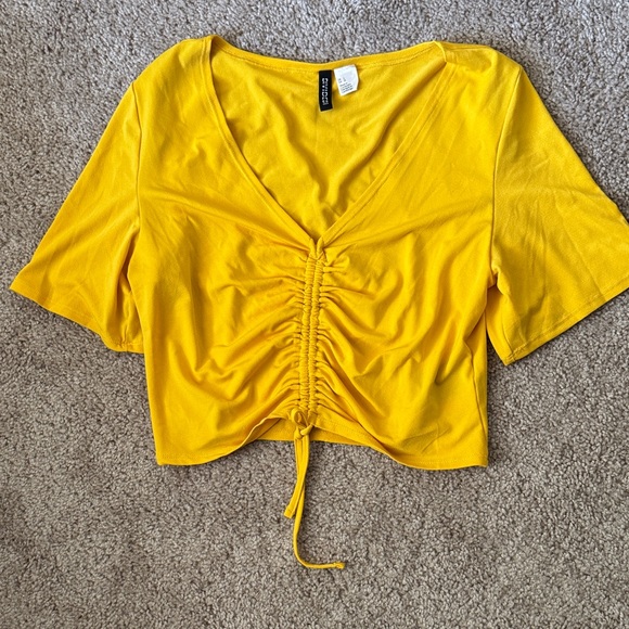 H&M Tops - H&M Yellow Ruched Crop Top